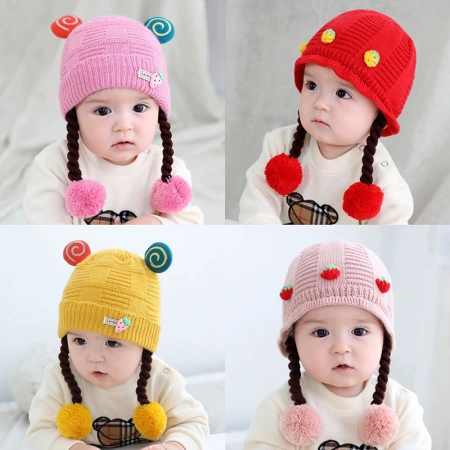 Cute braided woolen hats for baby girls in autumn and winter 2021, super adorable princess newborn baby hats Cute braided woolen hats for baby girls in autumn and winter 2021, super adorable princess newborn baby hats